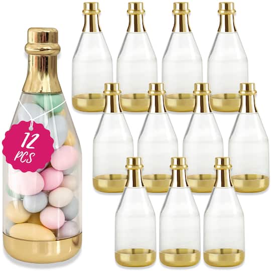 Kate Aspen&#xAE; Medium Gold Metallic Champagne Bottle Favor Containers, 12ct.